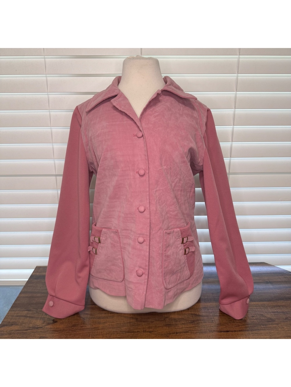 Vintage Sir Julian Pink Velvet Button-Up Jacket Size 14